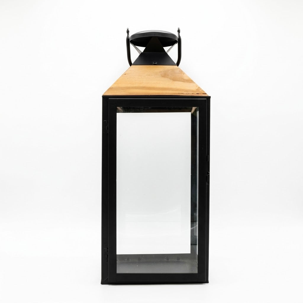 Wooden Top Glass Lantern Set 3 Pieces at Zubaidas Homestore - The Biggest Collection of Decor In Pakistan