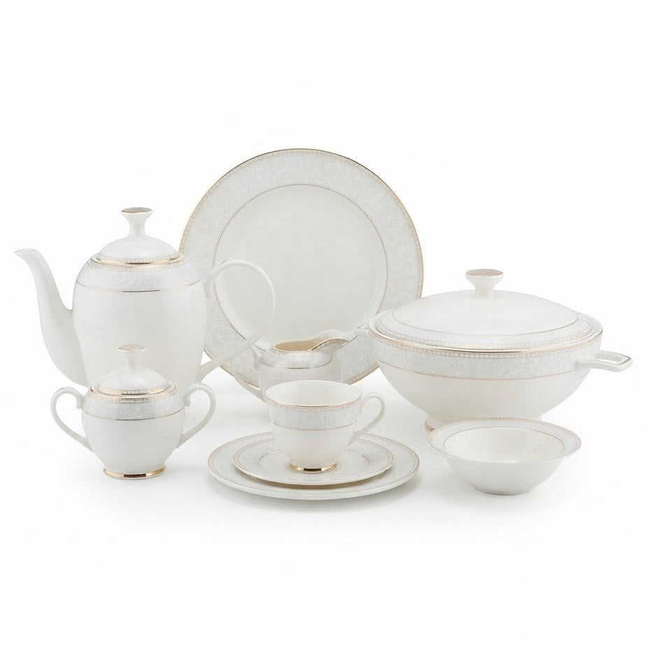 Yamatos Collection Jasmine Dinner Set 61 Pieces White at Zubaidas Homestore Pakistan