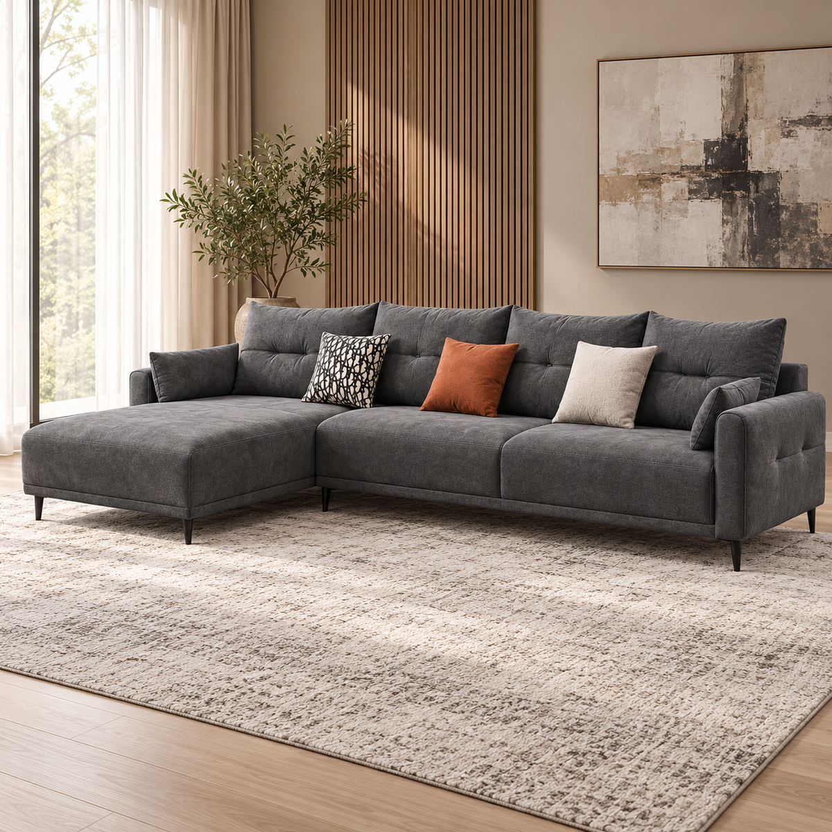 ZHomes Sofa Dream L-Shape RHS Carbon Melange at Zubaidas Homestore Pakistan
