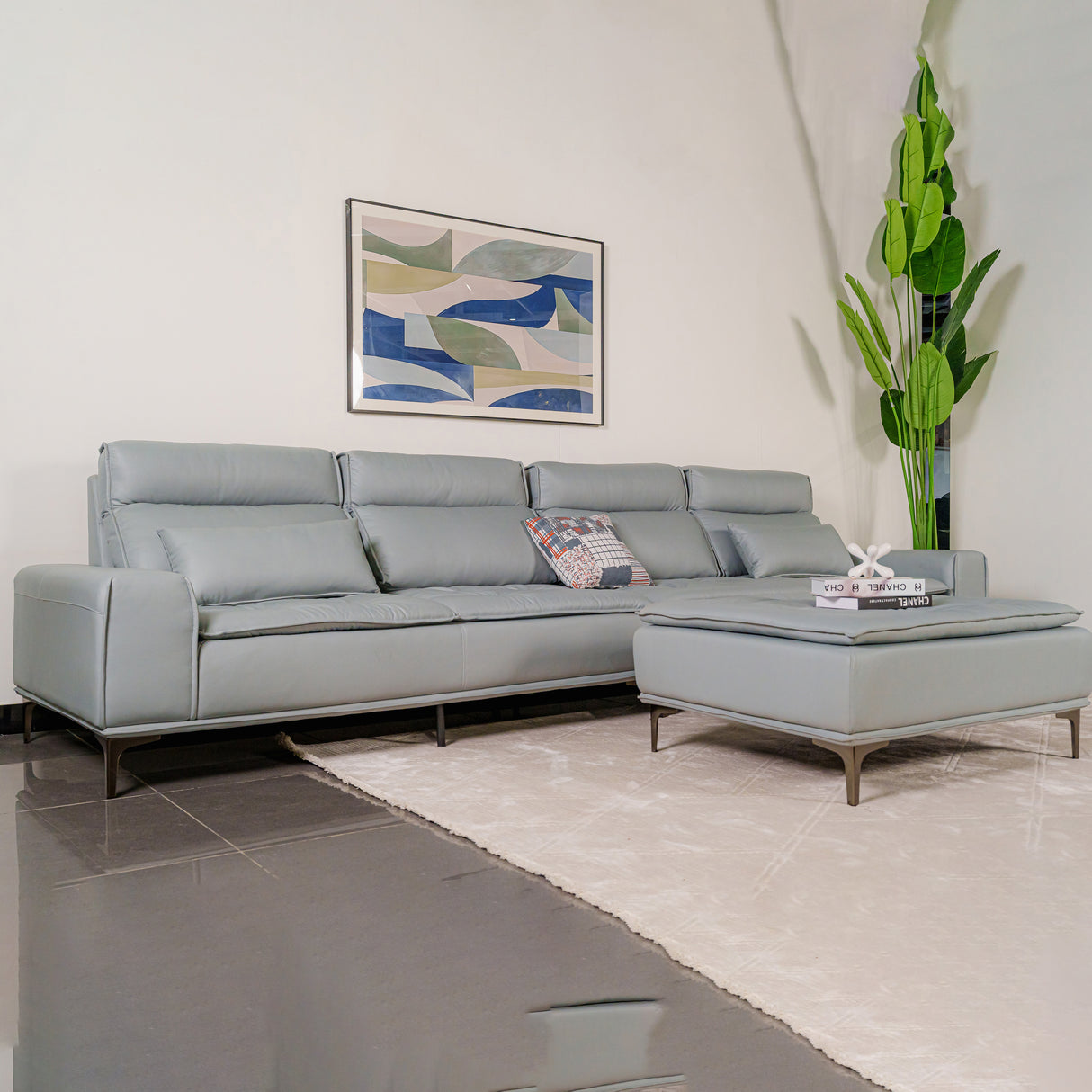 Zhomes Sofa Zurnich With Puffy Silver Mist at Zubaidas No#1 Homestore in Pakistan