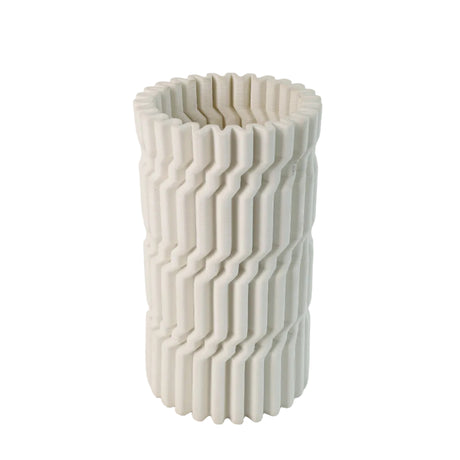 Zigzag Ribbed Ceramic Vase White at Zubaidas Homestore - The Largest Collection of Decor In Pakistan